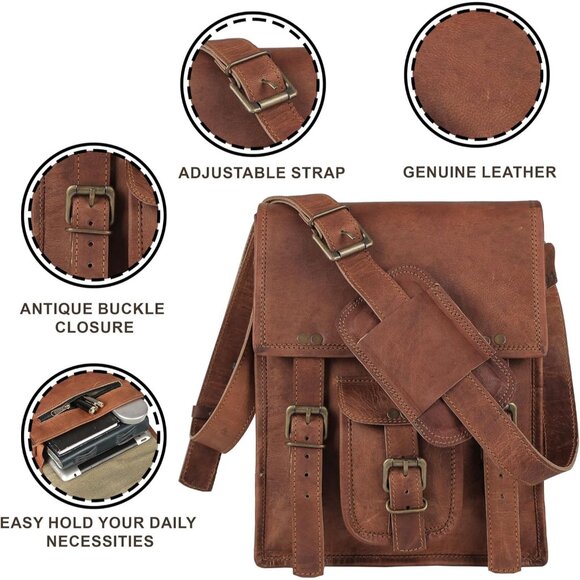 🆕 Women Brown Messenger Satchel Bag Passion Leather Sturdy Full Grain Durable - Picture 8 of 9